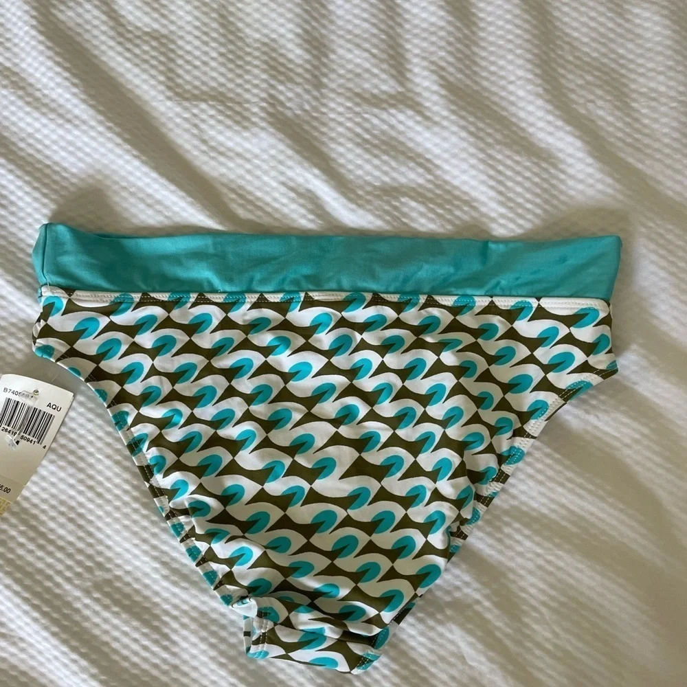 Trina Turk Aqua and Brown Wave Bikini Bottom